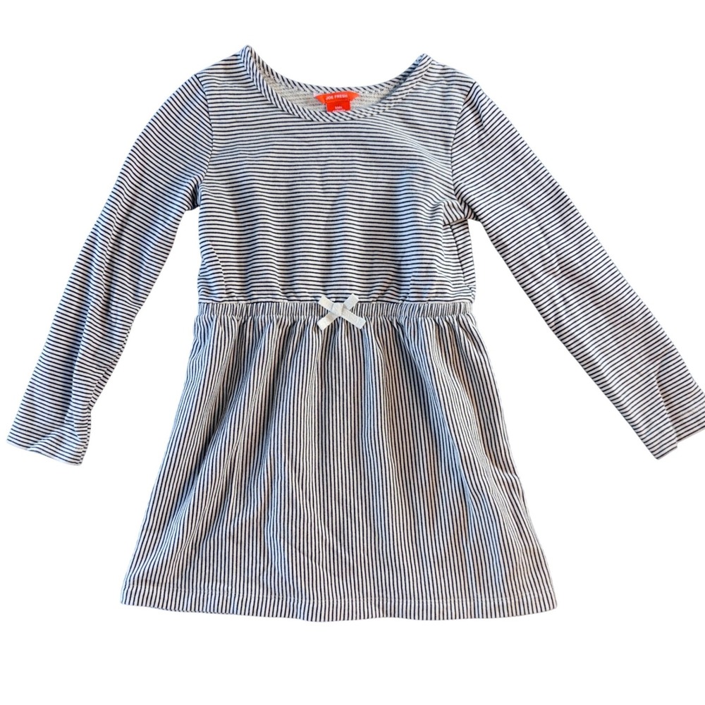 Joe Fresh Kids Long Sleeve Navy White Striped Dress Size 7-8 French Girl Classic